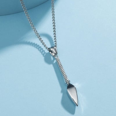 Picture of Jewelry Punk Retro Titanium Steel Spear Necklace Arrow Vintage Choker - Silver