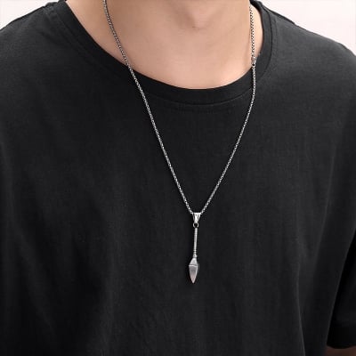 Picture of Jewelry Punk Retro Titanium Steel Spear Necklace Arrow Vintage Choker - Silver