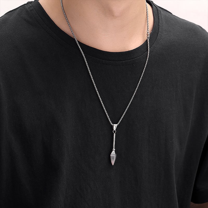 Picture of Fashion Titanium Steel Spear Tag Necklace inches Chain Necklace