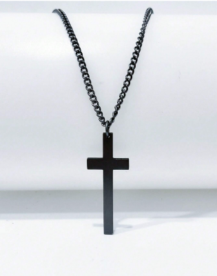 Picture of Necklaces Vintage Gothic Cross Necklace Cool Street Style Necklace Men's - Black