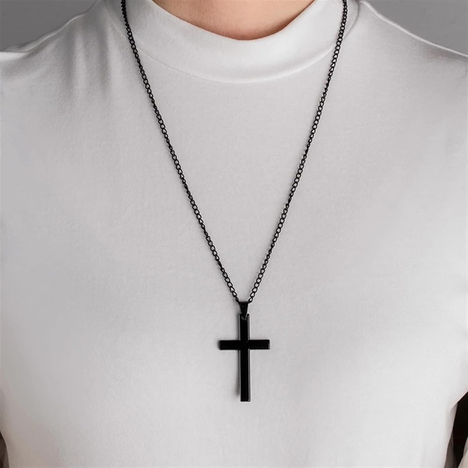 Picture of Necklaces Vintage Gothic Cross Necklace Cool Street Style Necklace Men's - Black