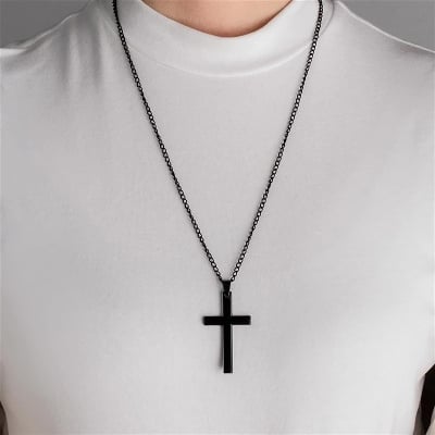Picture of Necklace Men Jewelry Stainless Steel Necklace Punk Rock Bijoux Femme Fashion - Black