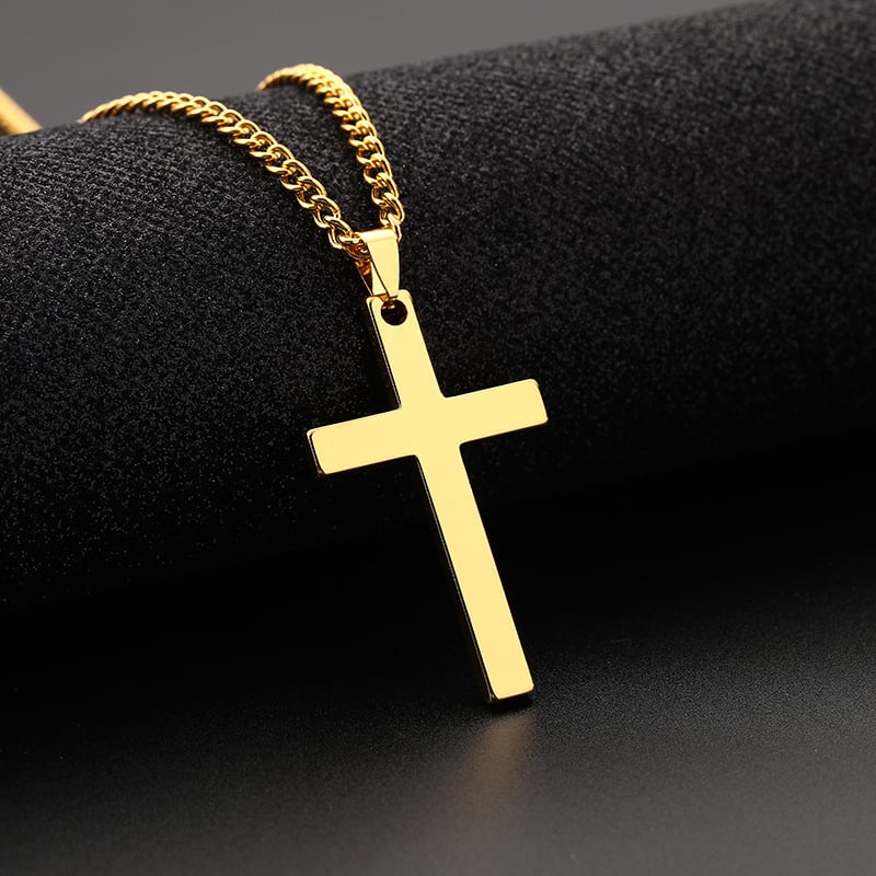 Picture of Necklaces Vintage Gothic Cross Necklace Cool Street Style Punk Jewelry for Men - Gold