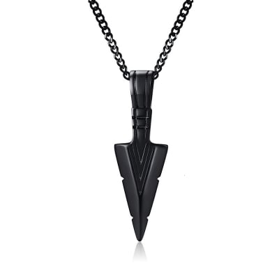 Picture of Jewelry Stainless Steel Spearpoint Arrowhead Necklace for Men/Boy - Black