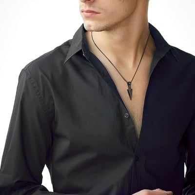 Picture of Jewelry Stainless Steel Spearpoint Arrowhead Necklace for Men/Boy - Black