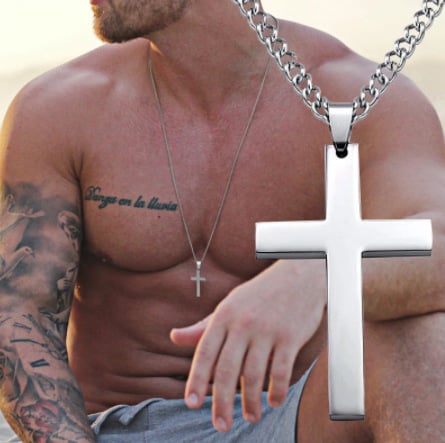 Picture of Fashionable Cross New Stainless Steel Necklace For Men