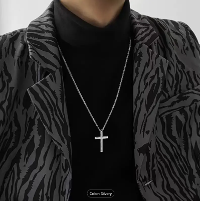 Picture of Fashionable Cross New Stainless Steel Necklace For Men