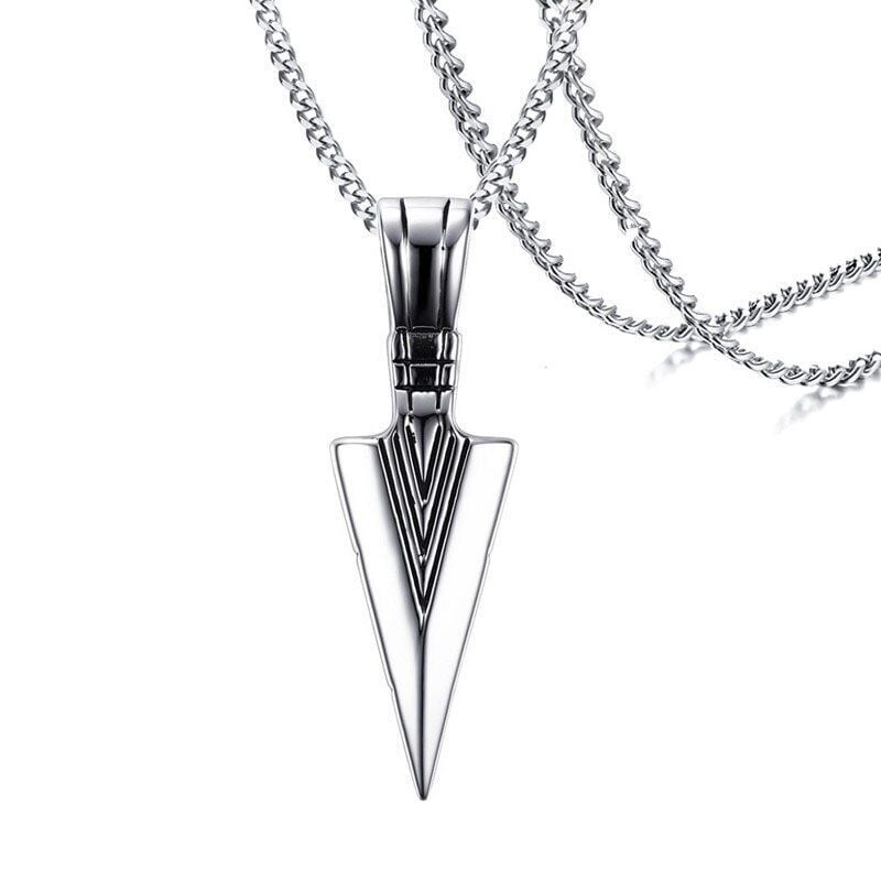 Picture of Newest Design Stainless Steel Biker Punk Arrowhead Necklace Cheap Men - Silver