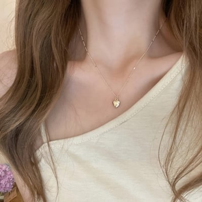 Picture of Necklace With Heart Pendant Handmade Gold Plated Necklace - Gold