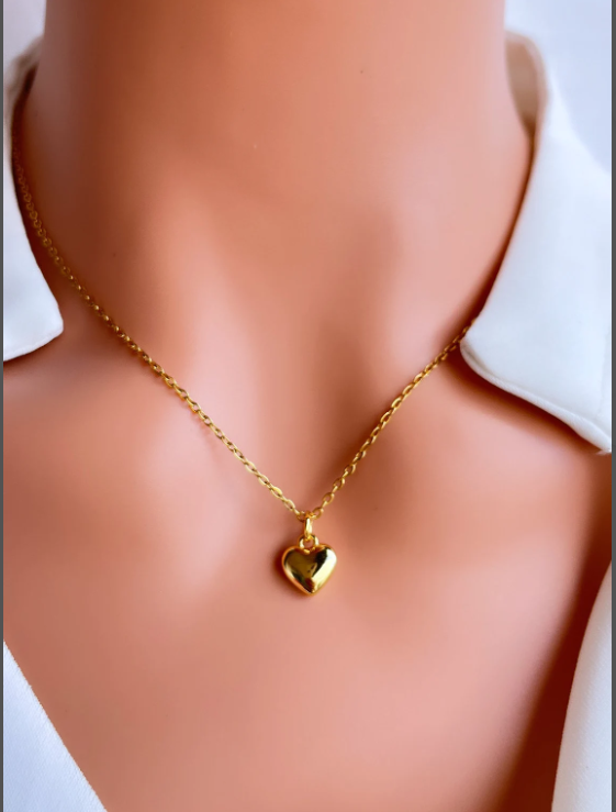 Picture of Vintage Tiny Heart Necklace for Women SHORT Chain Heart Key Pendant Necklace Gift Ethnic - Gold
