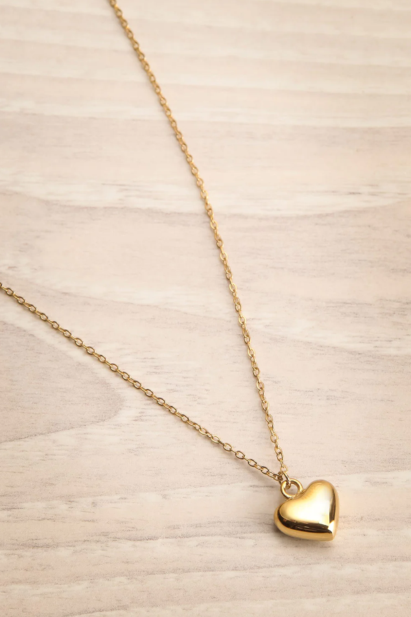 Picture of Vintage Tiny Heart Necklace for Women SHORT Chain Heart Key Pendant Necklace Gift Ethnic - Gold