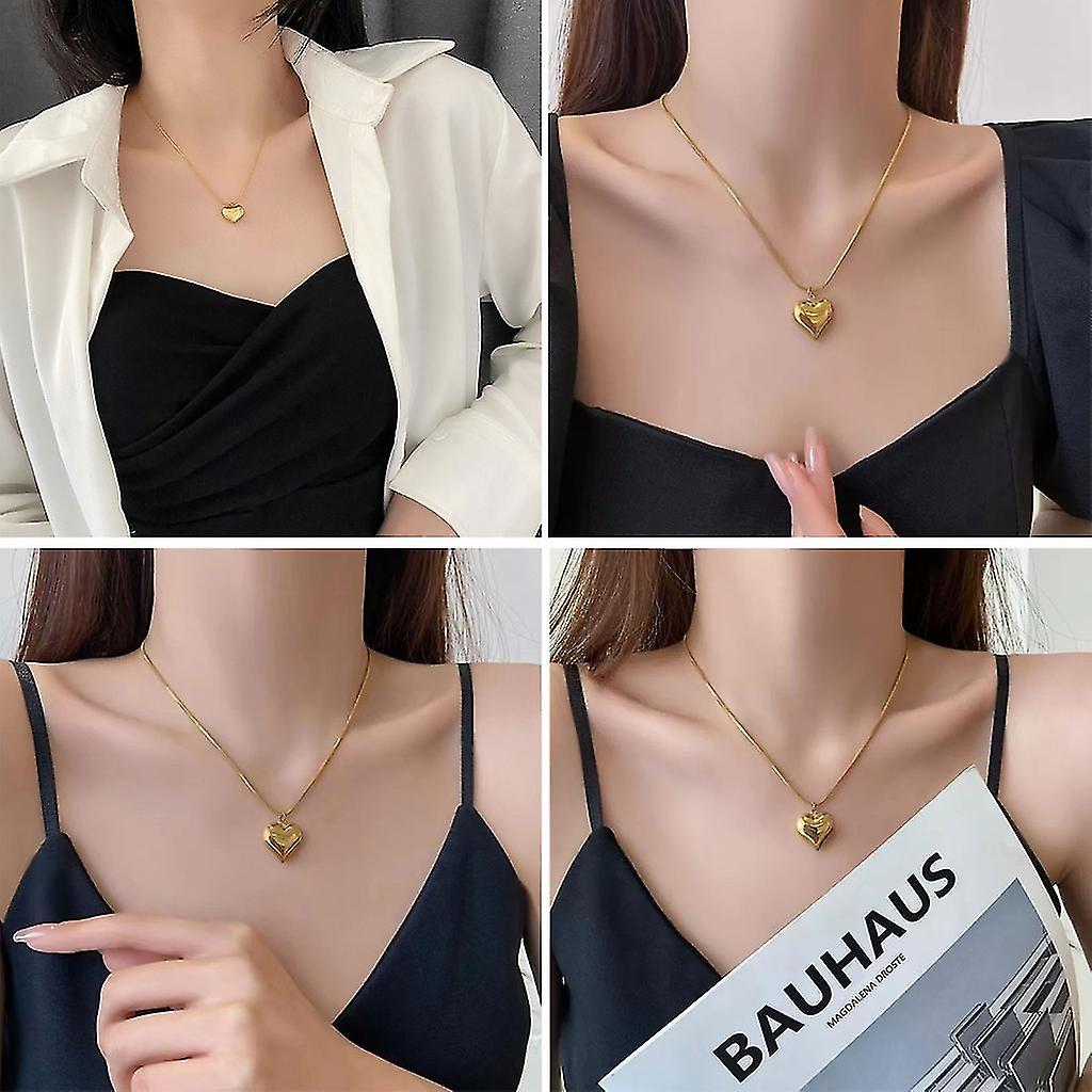 Picture of Heart Pendant Choker Clavicle Chain Necklace for Women Girl Jewelry - Gold