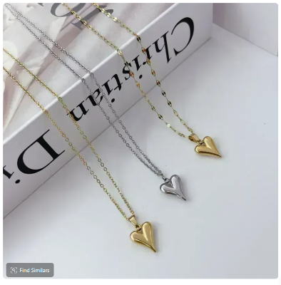 Picture of Love Pendant Simple Stainless Steel Clavicle Chain Light Luxury Women's Necklace Jewelry - Gold