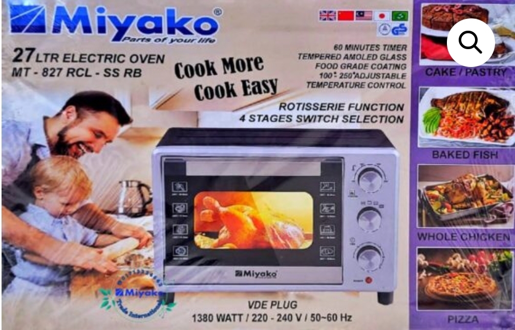 Picture of 27 Liter Miyako Electric Oven MT-827RCL Or MT-827BLKRB Black