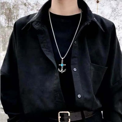 Picture of Vintage Nautical Anchor Necklace For Men - Silver