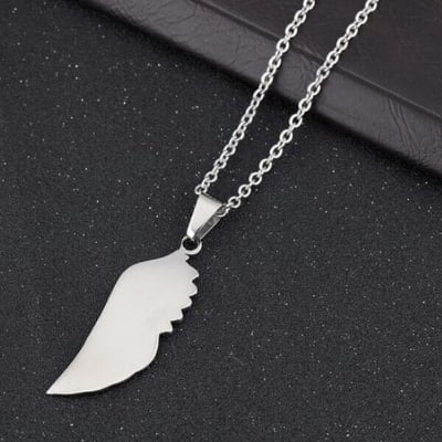 Picture of Hip-hop Style Sweater Chain, Retro Feather Wing Shape Necklace For Men - Silver