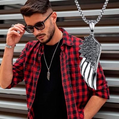 Picture of Fashion Spear Pendant Necklace Men Arrow Head Pendant Fashion Chain For Men - Silver