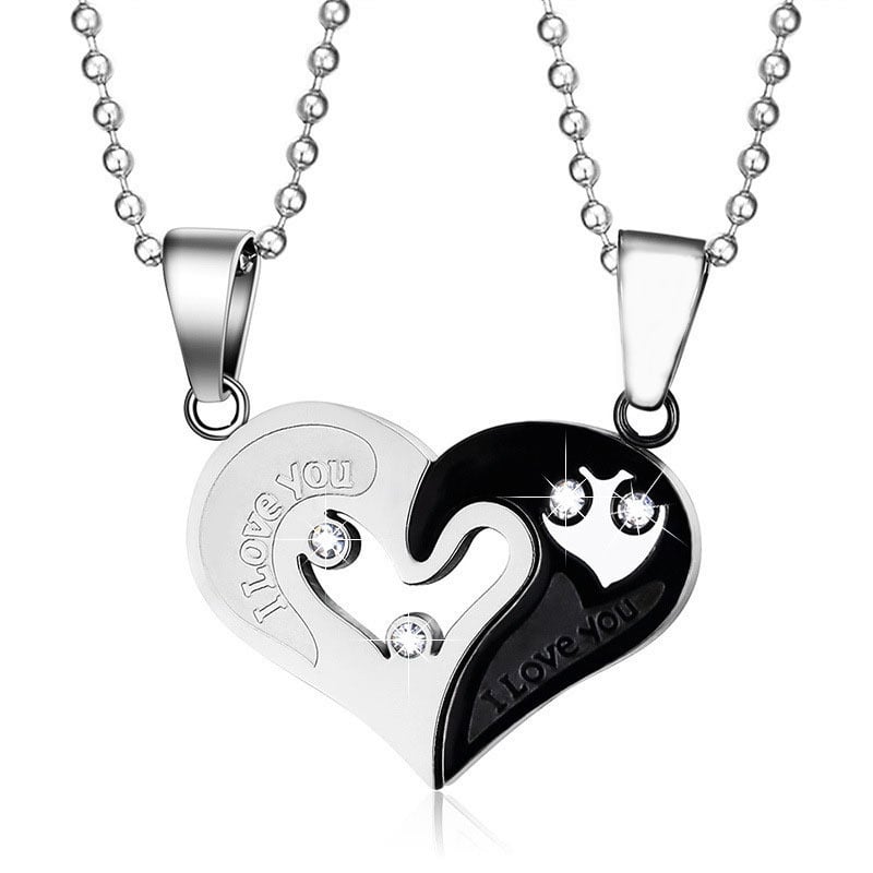 Picture of Supper Love Heart Shape Kocket for Couple Gift - Chain - Silver