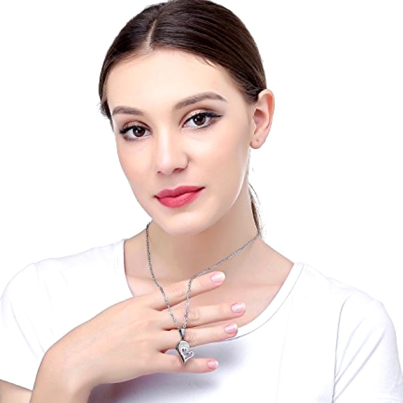 Picture of Supper Love Heart Shape Kocket for Couple Gift - Chain - Silver