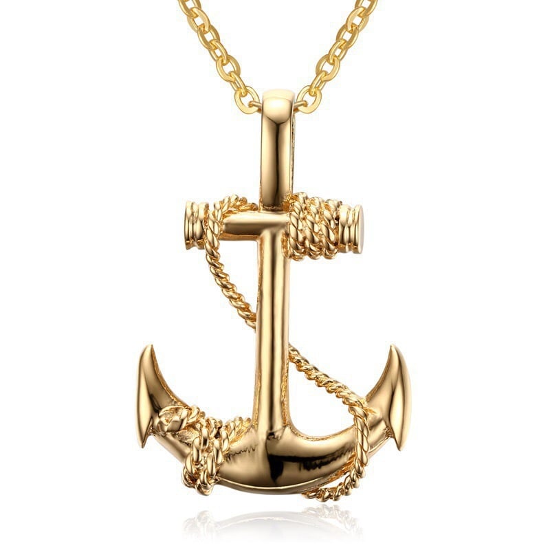 Picture of New Stainless Steel Anchor Necklace for Men - Gold