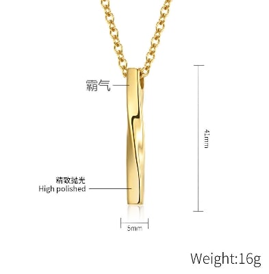 Picture of Stainless Steel Stylish New Necklaces For Men's - Gold