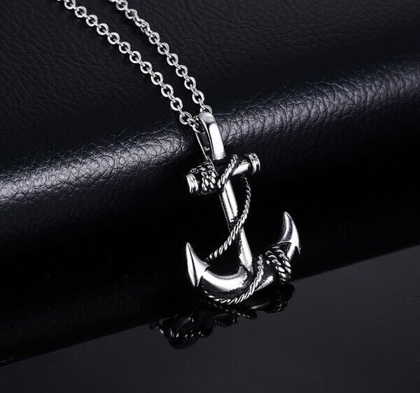 Picture of Men's Pirates Anchor Necklace Hip Hop Vintage Necklace Jewelry Gift - Silver