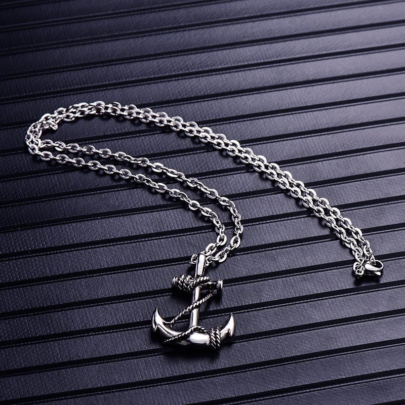 Picture of Men's Pirates Anchor Necklace Hip Hop Vintage Necklace Jewelry Gift - Silver