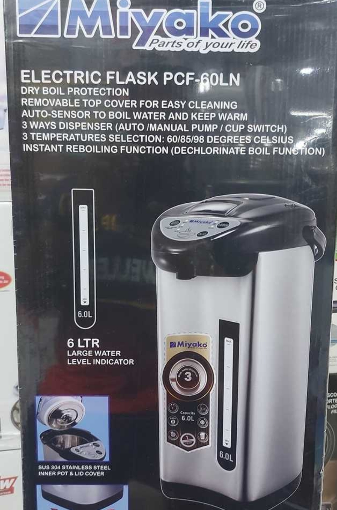 Picture of Miyako Water heater | Electric Flask | Keep-Warm 6 Liter PCF-60LN Multicolor
