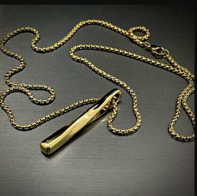Picture of Fashion New Necklace Men Trendy Simple Stainless Steel Jewellery Gift - Gold