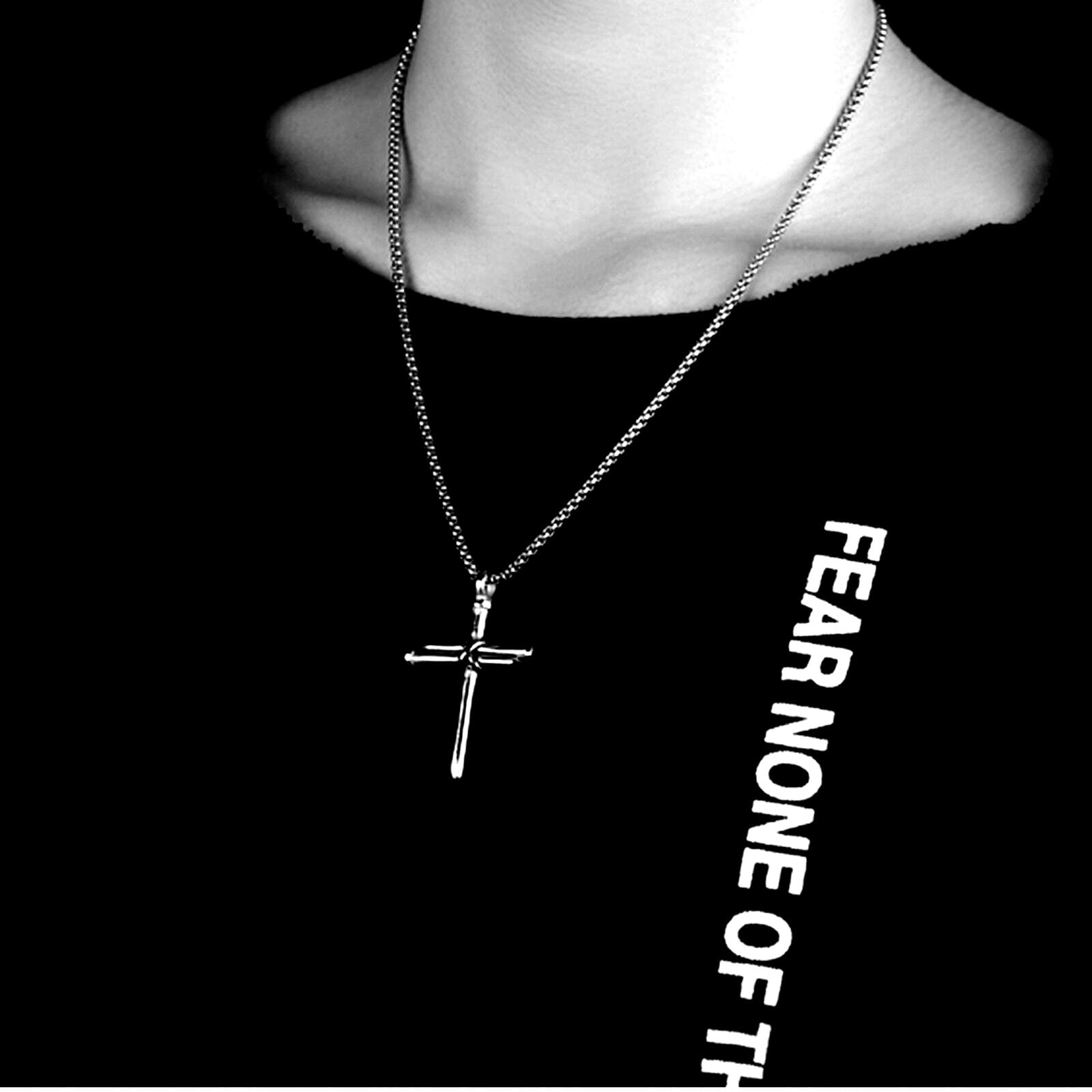 Picture of Necklaces Cross Cool Street Style Necklace Men's Jewelry - Black