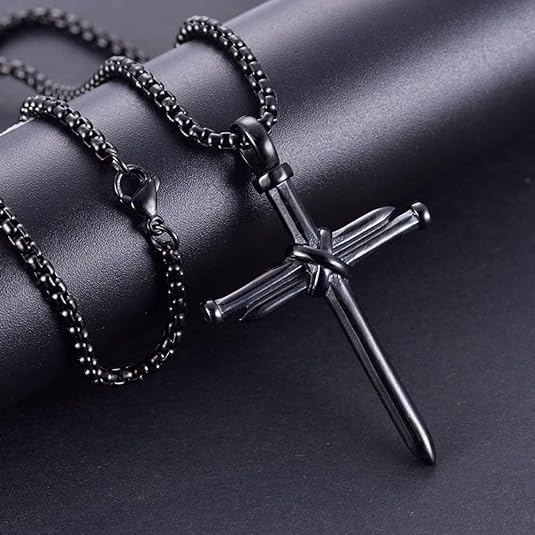 Picture of Necklaces Cross Cool Street Style Necklace Men's Jewelry - Black