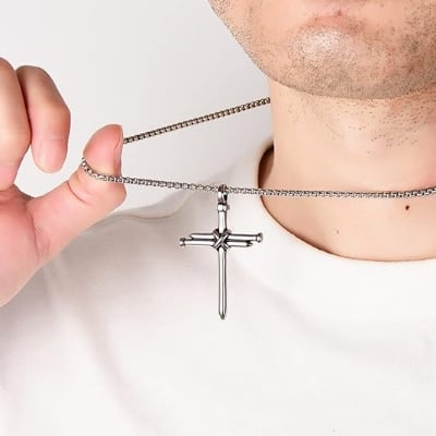Picture of Necklaces Gothic Cross Necklace Cool Street Style Punk Jewelry for Men