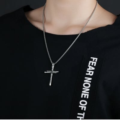 Picture of Necklaces Gothic Cross Necklace Cool Street Style Punk Jewelry for Men