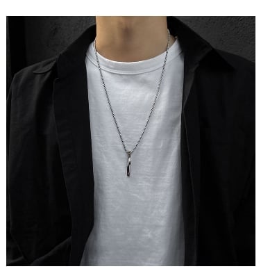 Picture of New Modal Vertical Bar Necklace for Men - Silver