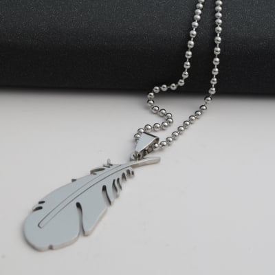 Picture of Simple Feather New Necklace, Clavicle Chain, Sweater Necklace For Men - Silver