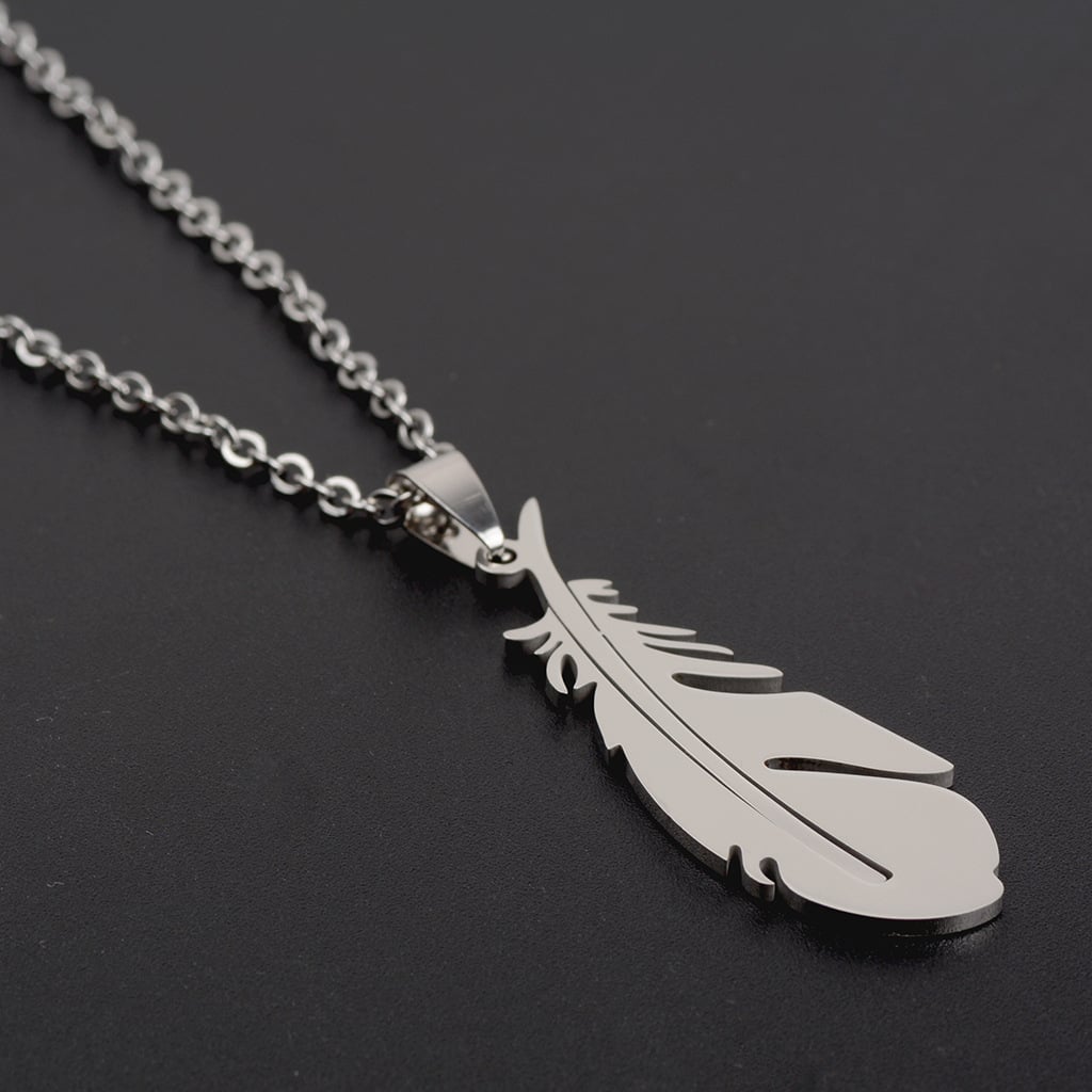 Picture of 2024 Fashion Feather Stainless Steel Necklaces for Men Jewelry - Silver