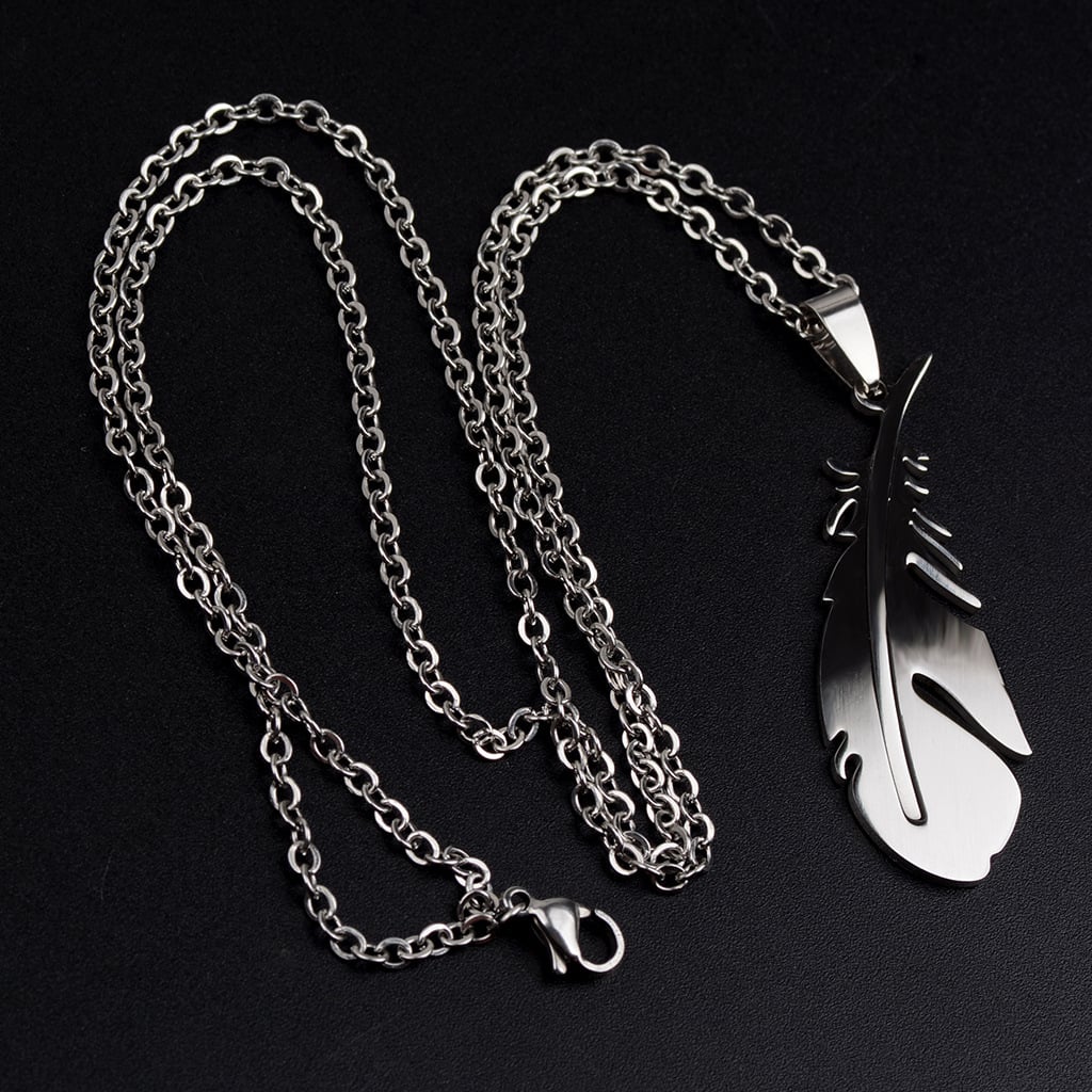 Picture of 2024 Fashion Feather Stainless Steel Necklaces for Men Jewelry - Silver