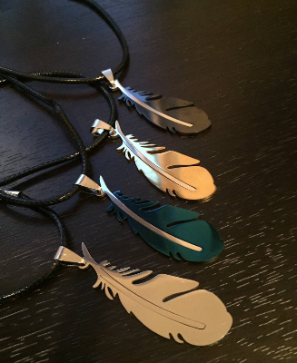 Picture of Men's Necklace - Men's feather Necklace - Men's Silver Necklace - Men's Leather Necklace - Men's Jewelry - Men's Gift - Boyfriend Gift - Silver, 
