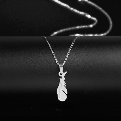 Picture of Style Stainless Steel Leaf Feather Pattern Necklaces For Men Collares Statement Necklace
