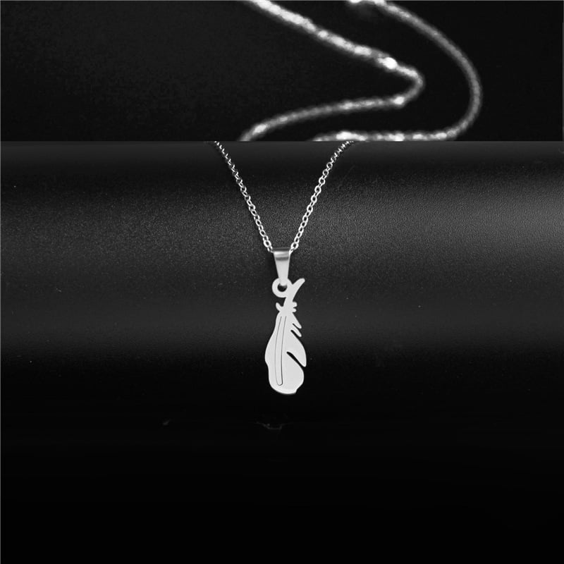 Picture of Fashion Vintage Jewelry Boho Long Necklace Bohemian Feather Necklaces - Silver
