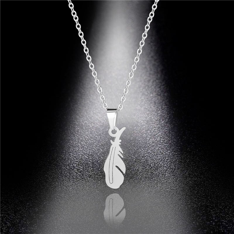Picture of Fashion Vintage Jewelry Boho Long Necklace Bohemian Feather Necklaces - Silver