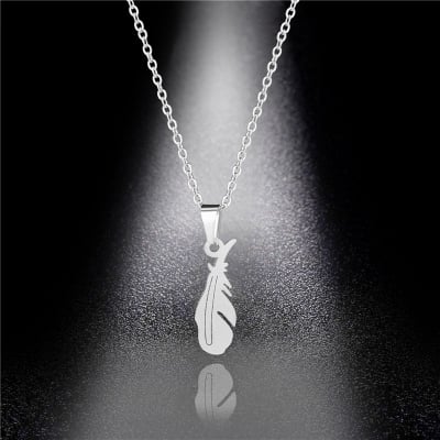 Picture of Fashion Vintage Jewelry Boho Long Necklace Bohemian Feather Necklaces - Silver