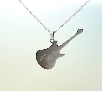 Picture of Stainless Steel Silver Fashion Guitar Necklace - Silver
