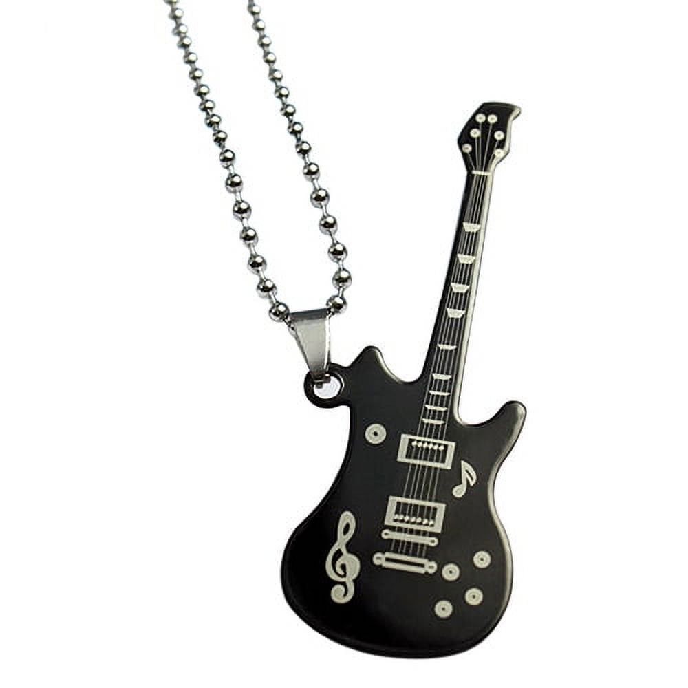 Picture of Men Guitar Necklace Chain Punk Stainless Steel Jewelry Gift - Black, 