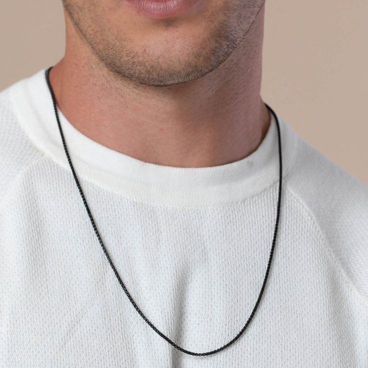 Picture of Black Round Box Link Stainless Steel Chain for Men - Black