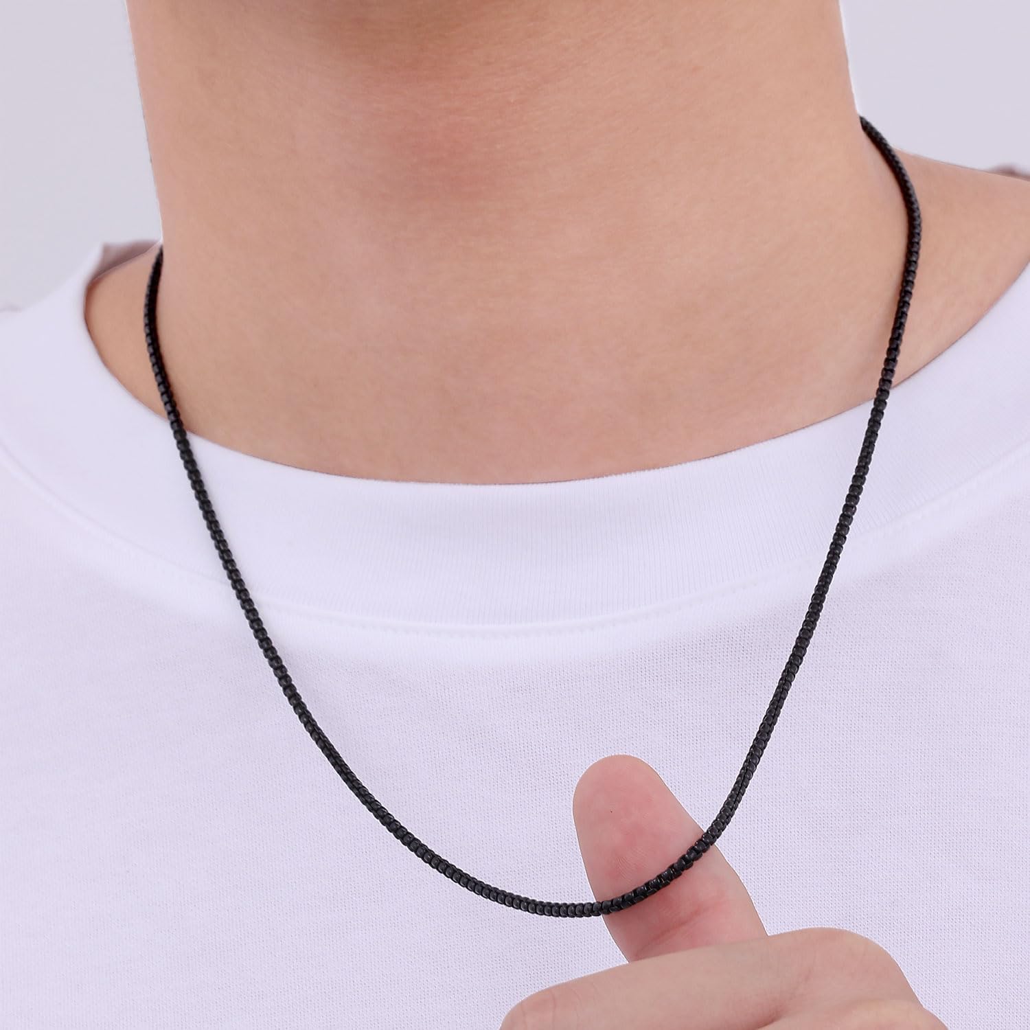 Picture of Stainless Steel Box Chain Necklace for Men - Black-m