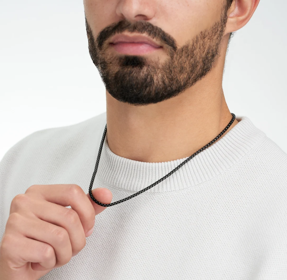 Picture of Stainless Steel Box Chain Necklace for Men - Black-m