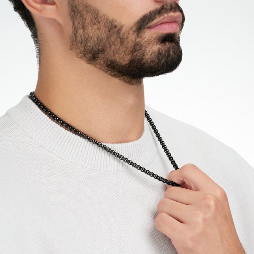 Picture of Men Stainless Steel New Round Box Chain Necklace