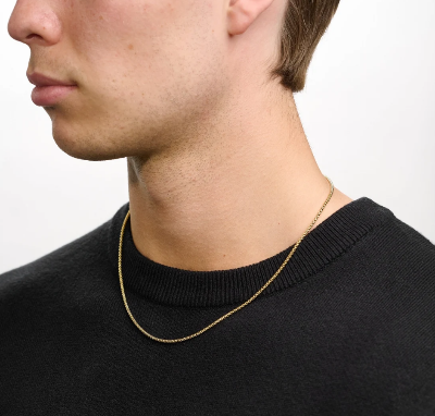 Picture of Stainless Steel Men Round Box Chain Necklace - Golden