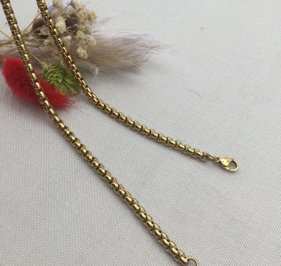Picture of Box Chain Necklace Solid New Fashion Chain For Men - Golden-m